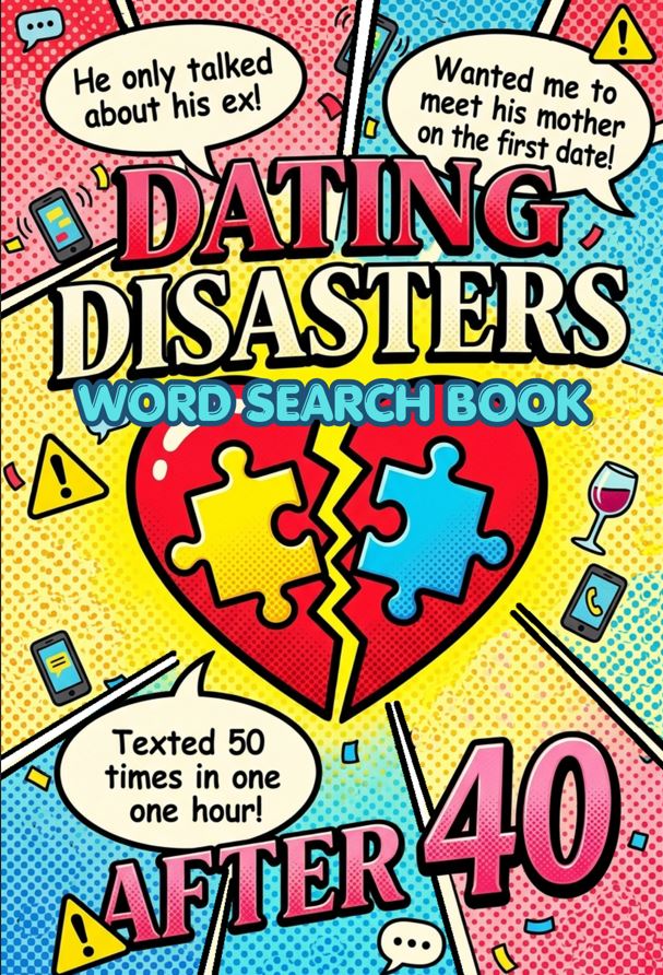 Dating Disasters After 40: 55 Hilariously Honest Word Search Puzzles for Single, Divorced, and Done-With-It Adults cover